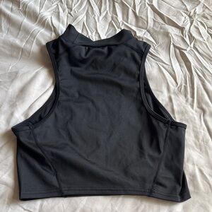 Black Women's High-Neck Cropped Tank Top